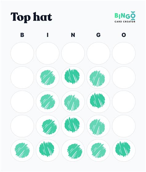 common bingo patterns|top hat bingo pattern.
